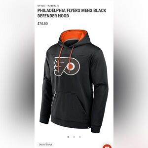 PHILADELPHIA FLYERS MENS BLACK AND ORANGE HOODIE WITH LOGO